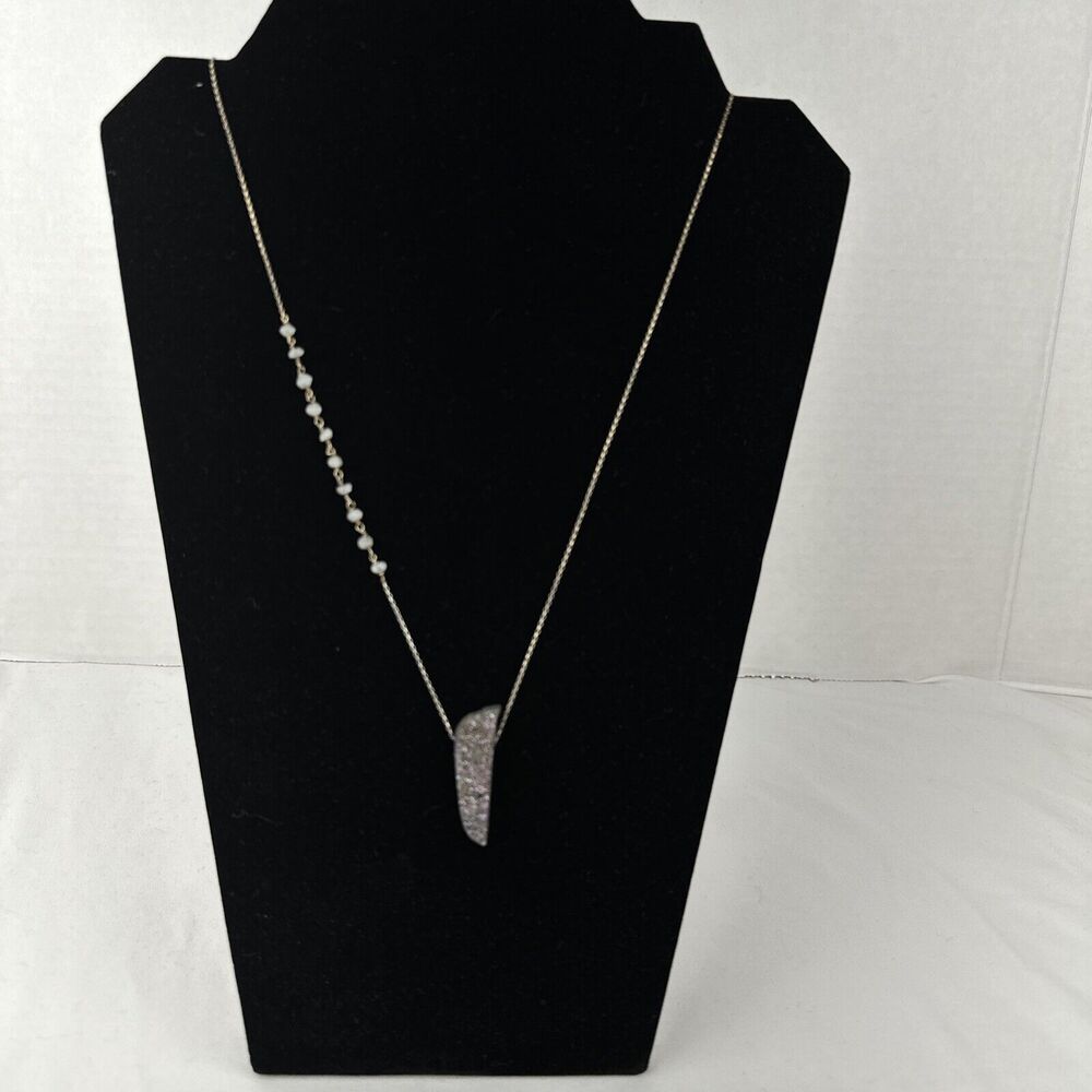 Handmade Oil Slick Druzy Agate Drop Pendent Labradorite Bead Link Chain Necklace